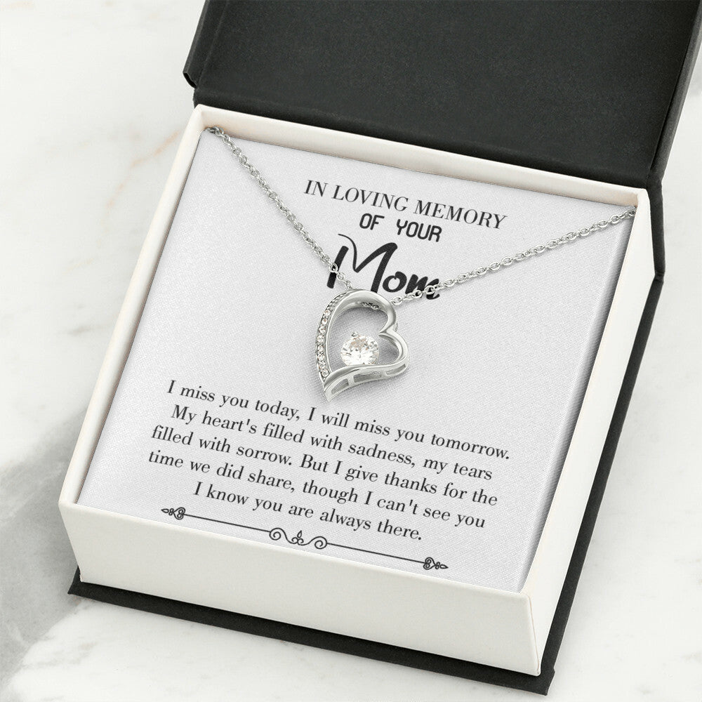 To Mom Remembrance Message I Miss You Today White Forever Necklace w Message Card-Express Your Love Gifts