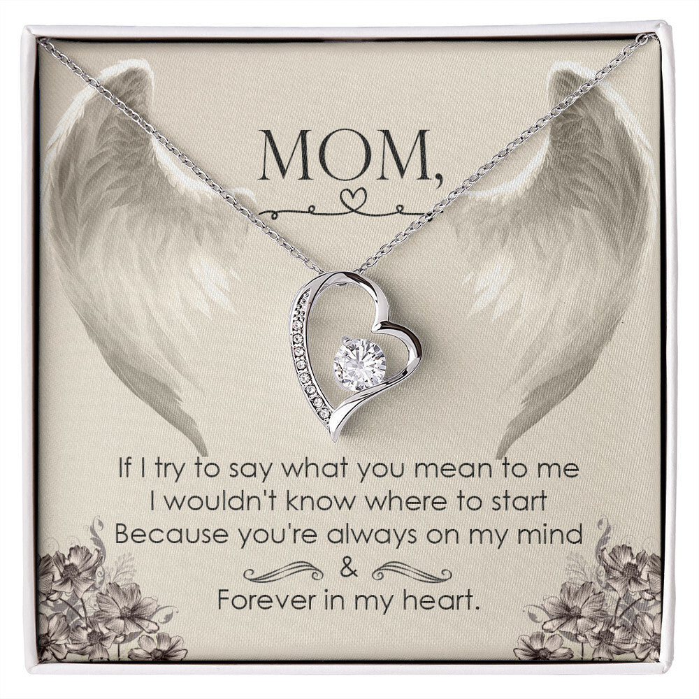 To Mom Remembrance Message If I try to say Forever Necklace w Message Card-Express Your Love Gifts