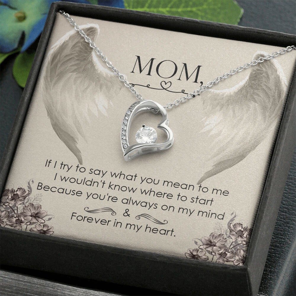 To Mom Remembrance Message If I try to say Forever Necklace w Message Card-Express Your Love Gifts