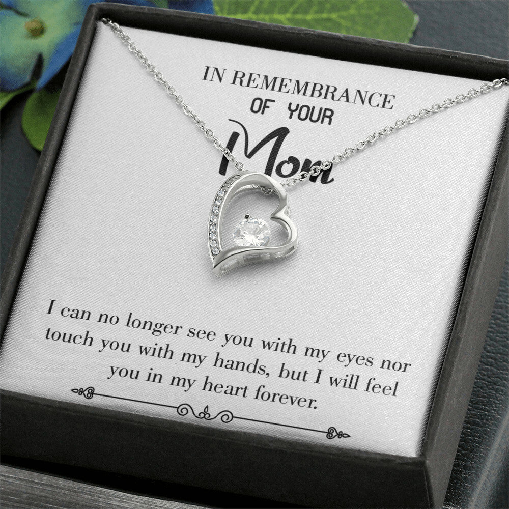 To Mom Remembrance Message In My Heart Forever White Forever Necklace w Message Card-Express Your Love Gifts