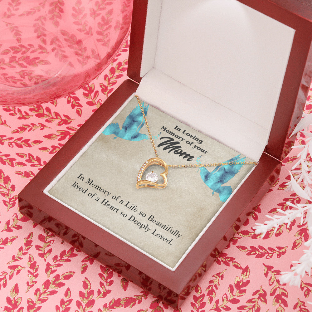 To Mom Remembrance Message Life's Beautifully Lived Forever Necklace w Message Card-Express Your Love Gifts