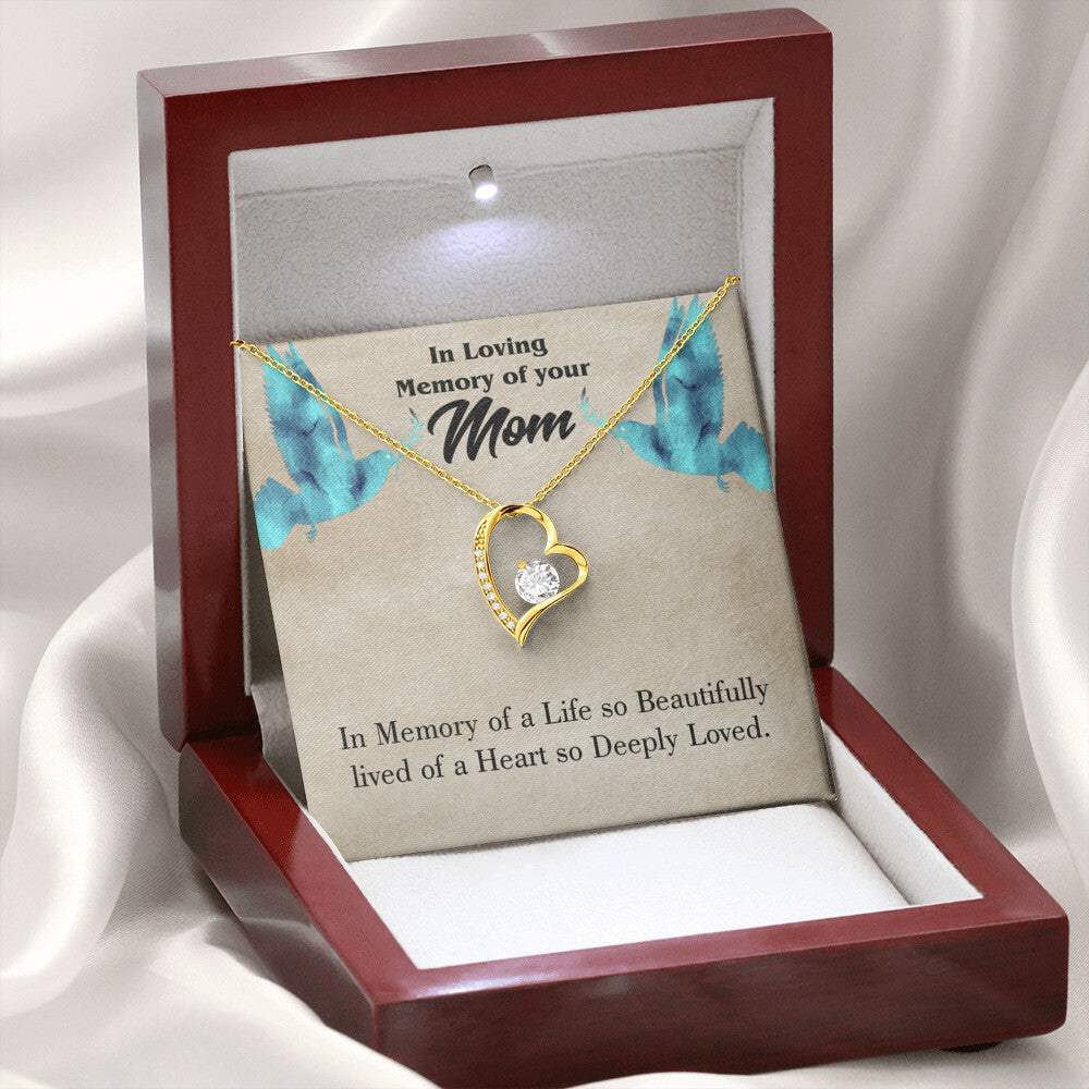 To Mom Remembrance Message Life's Beautifully Lived Forever Necklace w Message Card-Express Your Love Gifts