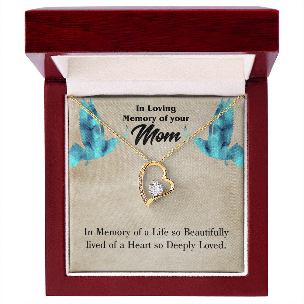 To Mom Remembrance Message Life's Beautifully Lived Forever Necklace w Message Card-Express Your Love Gifts