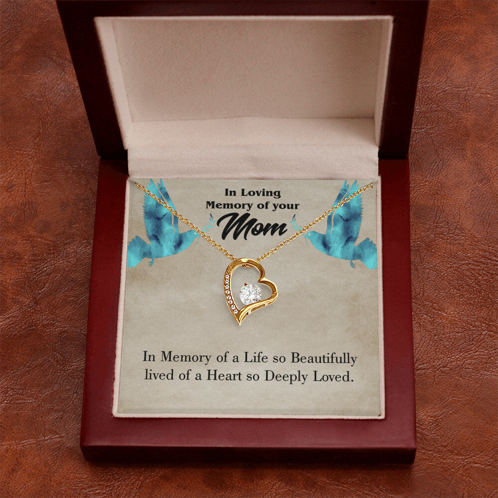 To Mom Remembrance Message Life's Beautifully Lived Forever Necklace w Message Card-Express Your Love Gifts