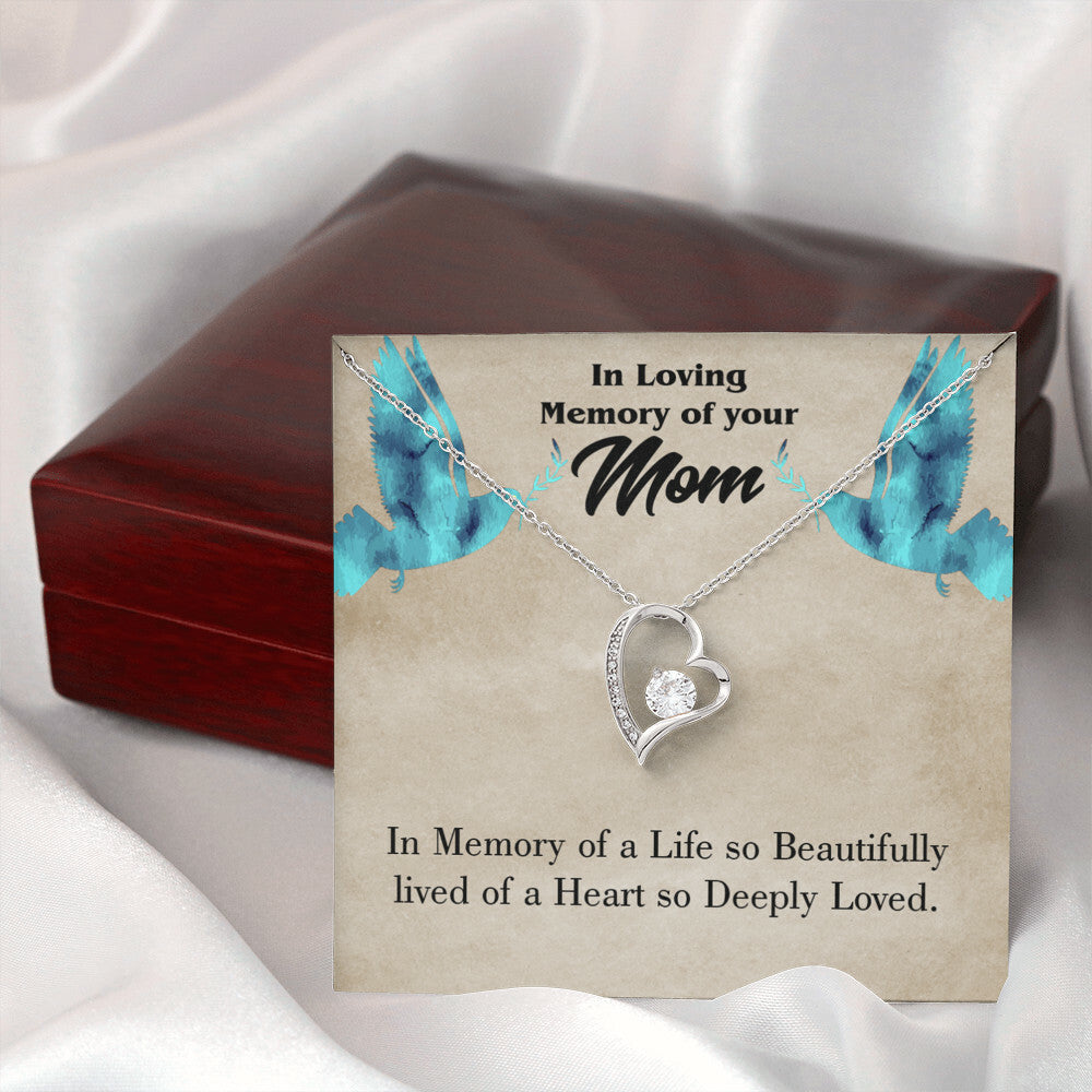 To Mom Remembrance Message Life's Beautifully Lived Forever Necklace w Message Card-Express Your Love Gifts