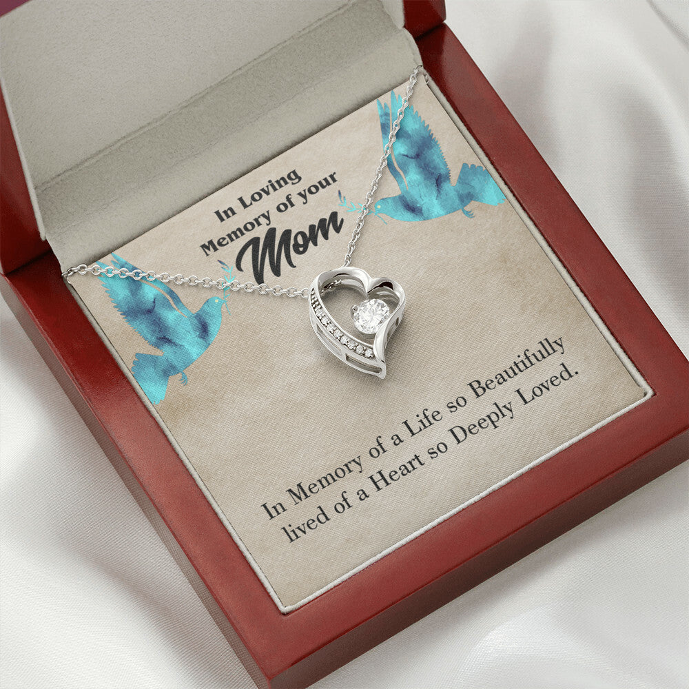 To Mom Remembrance Message Life's Beautifully Lived Forever Necklace w Message Card-Express Your Love Gifts