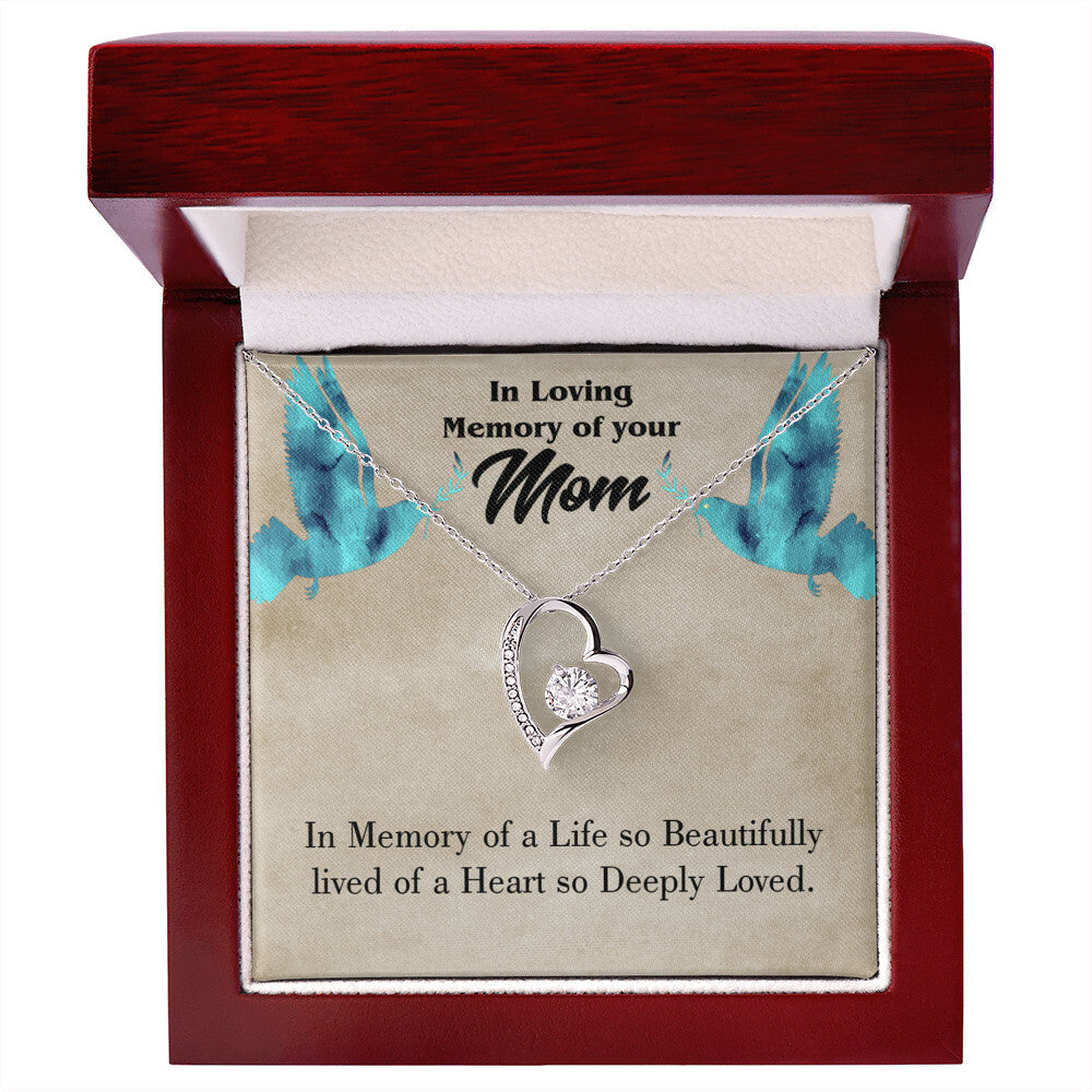 To Mom Remembrance Message Life's Beautifully Lived Forever Necklace w Message Card-Express Your Love Gifts