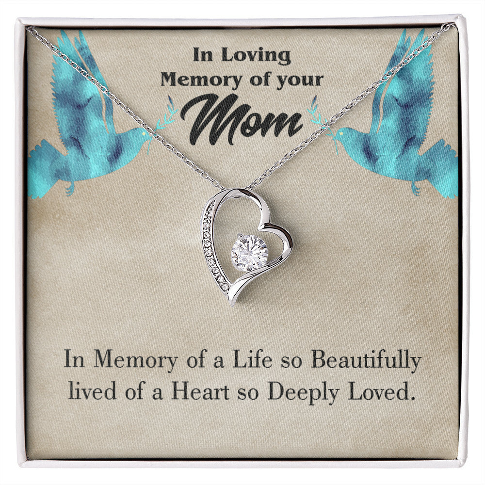 To Mom Remembrance Message Life's Beautifully Lived Forever Necklace w Message Card-Express Your Love Gifts