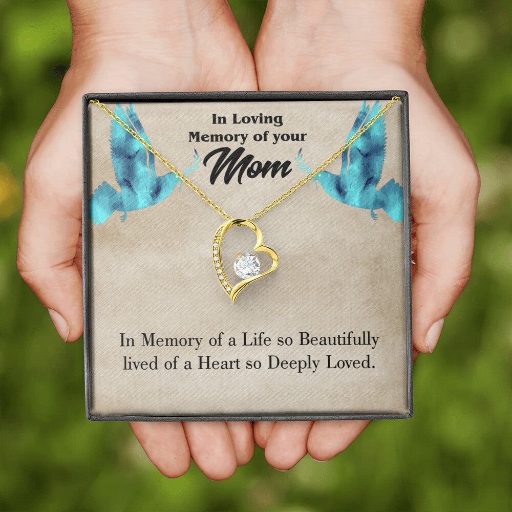 To Mom Remembrance Message Life's Beautifully Lived Forever Necklace w Message Card-Express Your Love Gifts