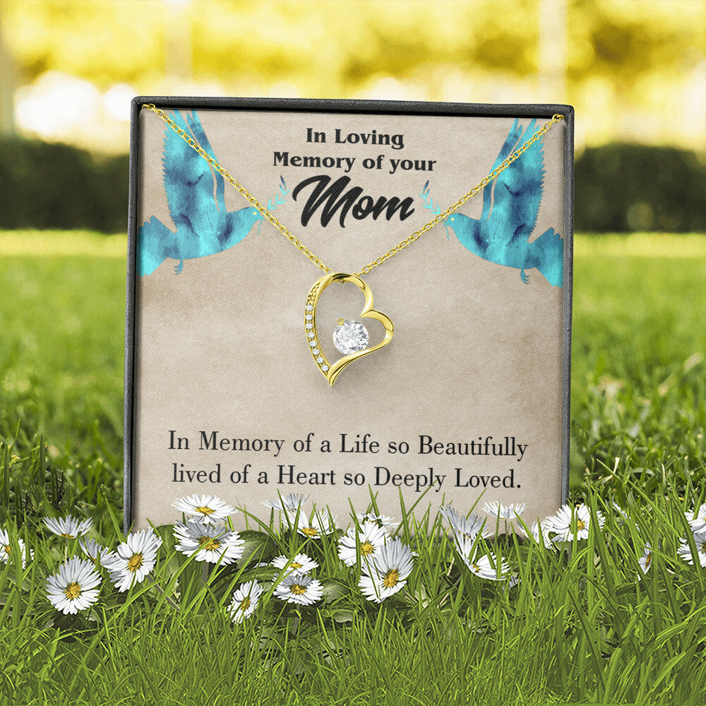 To Mom Remembrance Message Life's Beautifully Lived Forever Necklace w Message Card-Express Your Love Gifts