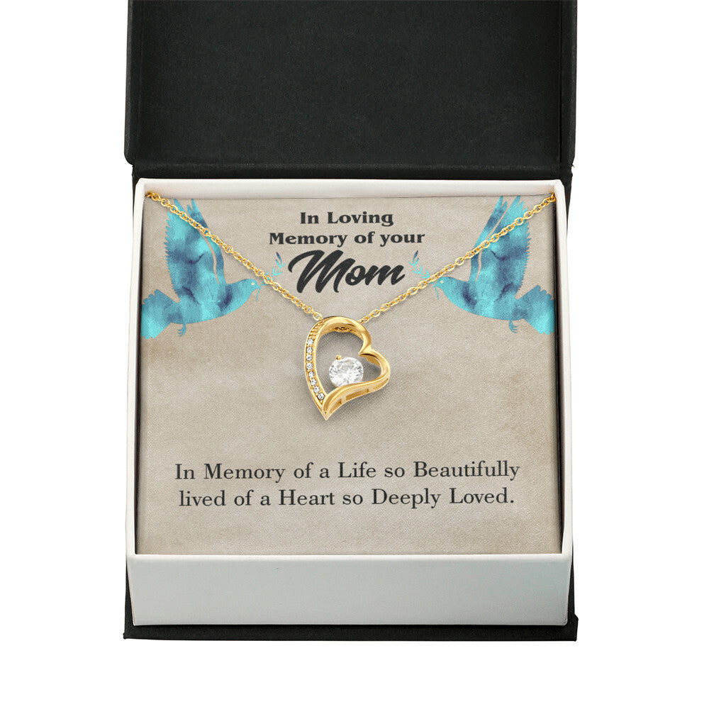 To Mom Remembrance Message Life's Beautifully Lived Forever Necklace w Message Card-Express Your Love Gifts