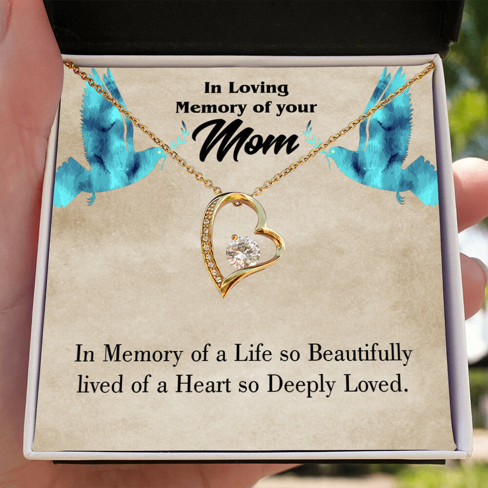 To Mom Remembrance Message Life's Beautifully Lived Forever Necklace w Message Card-Express Your Love Gifts