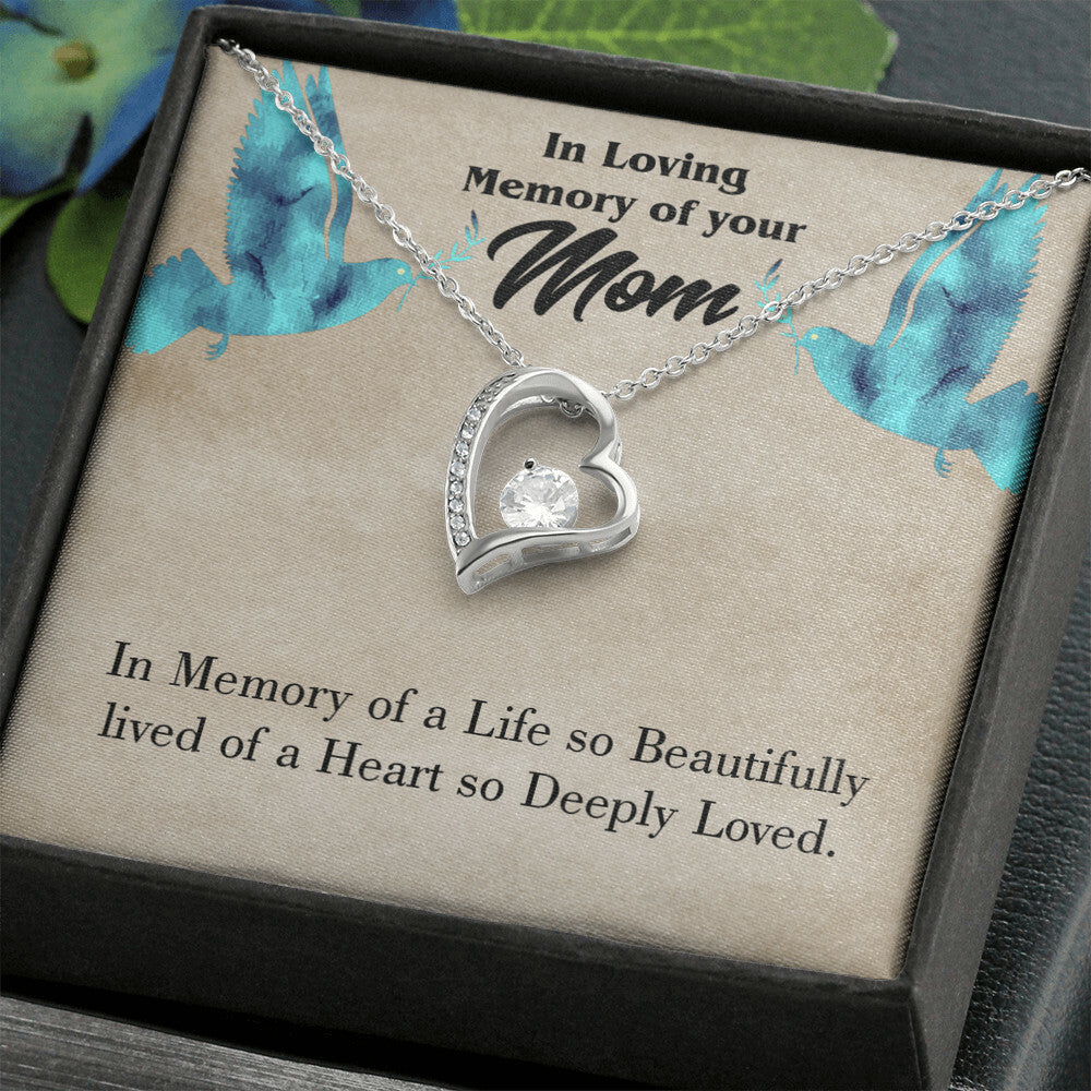 To Mom Remembrance Message Life's Beautifully Lived Forever Necklace w Message Card-Express Your Love Gifts