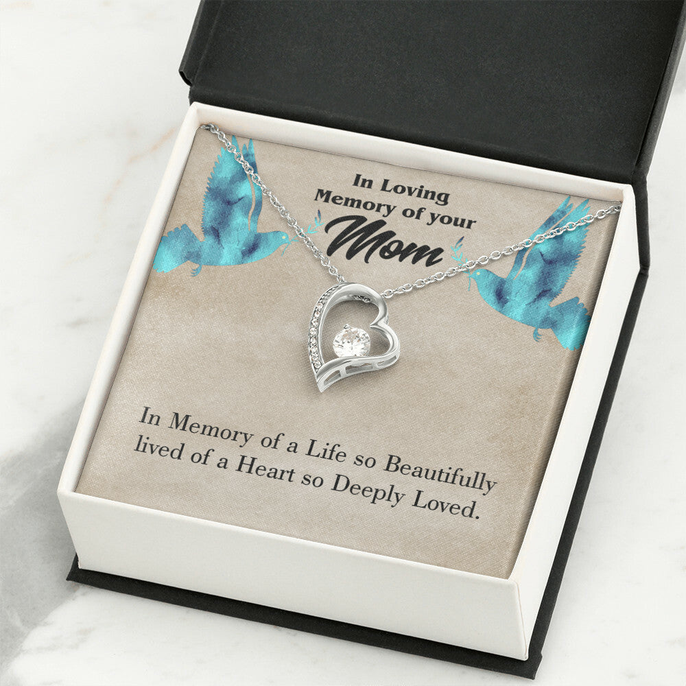 To Mom Remembrance Message Life's Beautifully Lived Forever Necklace w Message Card-Express Your Love Gifts