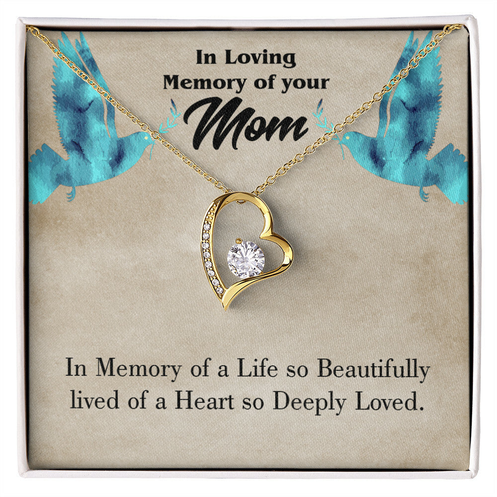 To Mom Remembrance Message Life's Beautifully Lived Forever Necklace w Message Card-Express Your Love Gifts