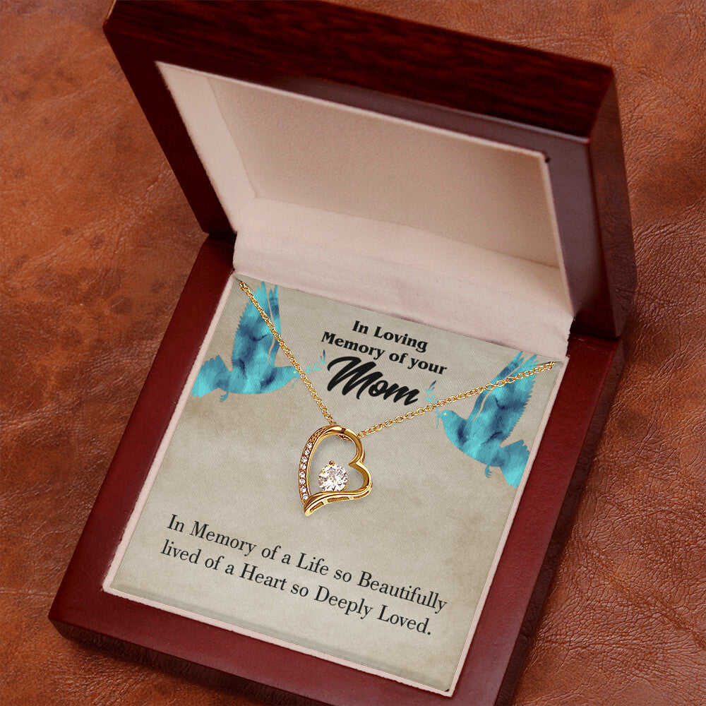 To Mom Remembrance Message Life's Beautifully Lived Forever Necklace w Message Card-Express Your Love Gifts