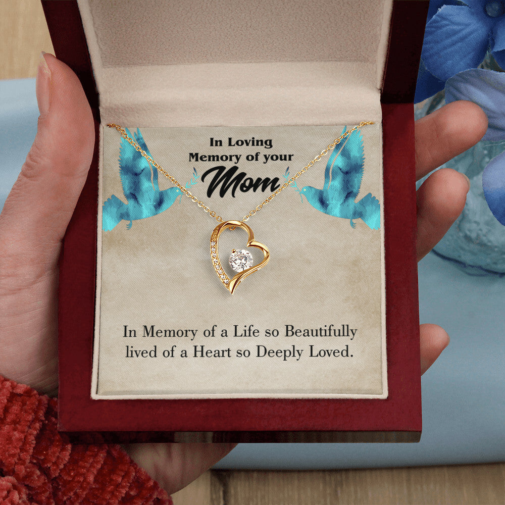 To Mom Remembrance Message Life's Beautifully Lived Forever Necklace w Message Card-Express Your Love Gifts