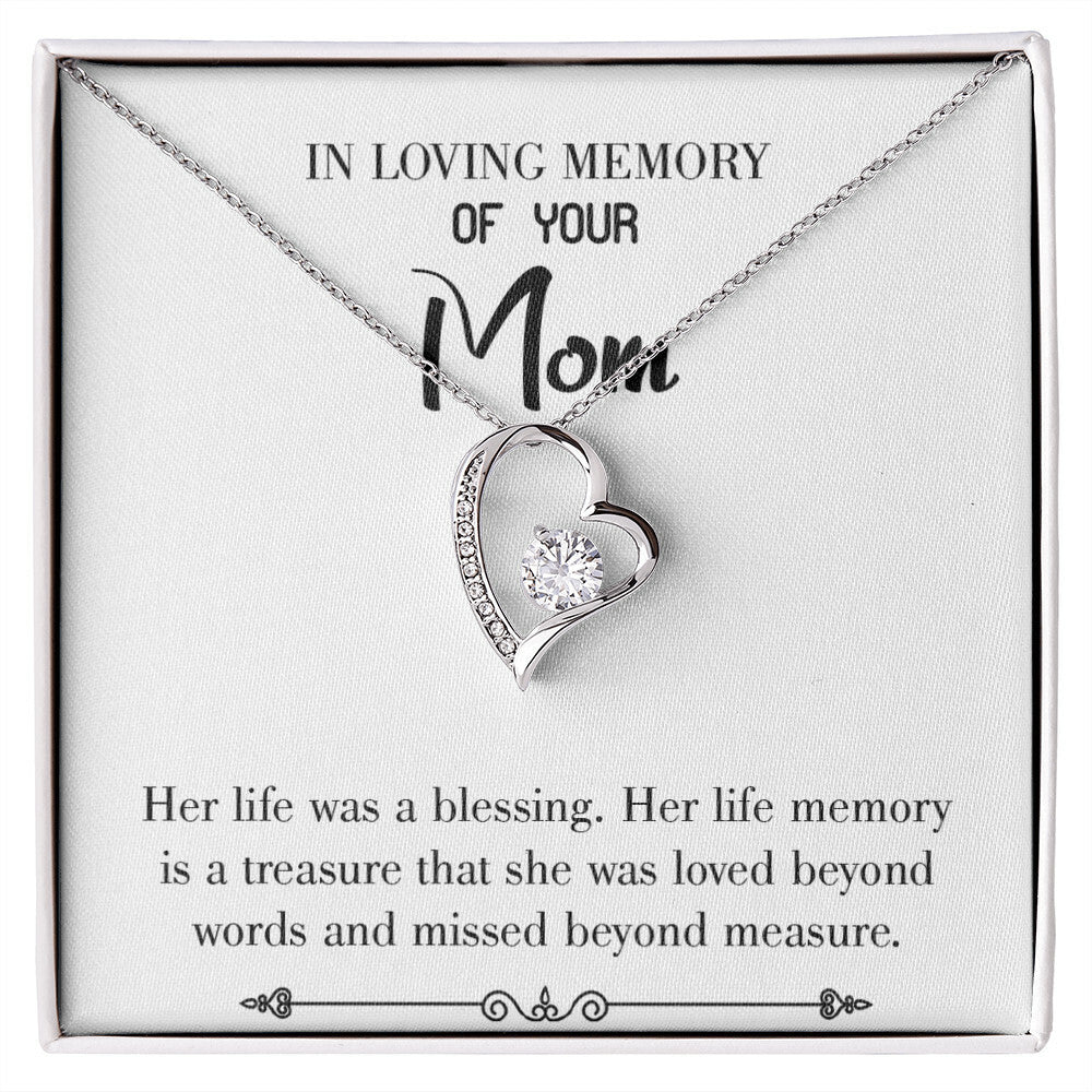 To Mom Remembrance Message Life Was a Blessing White Forever Necklace w Message Card-Express Your Love Gifts