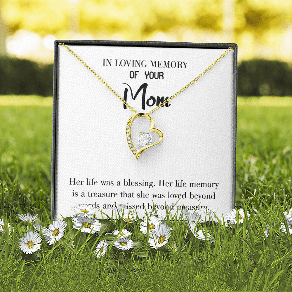 To Mom Remembrance Message Life Was a Blessing White Forever Necklace w Message Card-Express Your Love Gifts