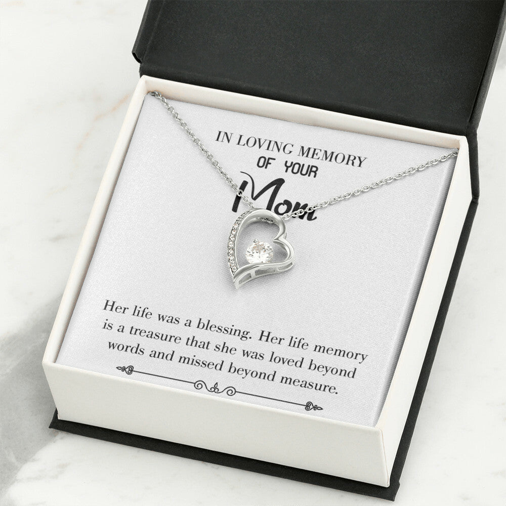 To Mom Remembrance Message Life Was a Blessing White Forever Necklace w Message Card-Express Your Love Gifts