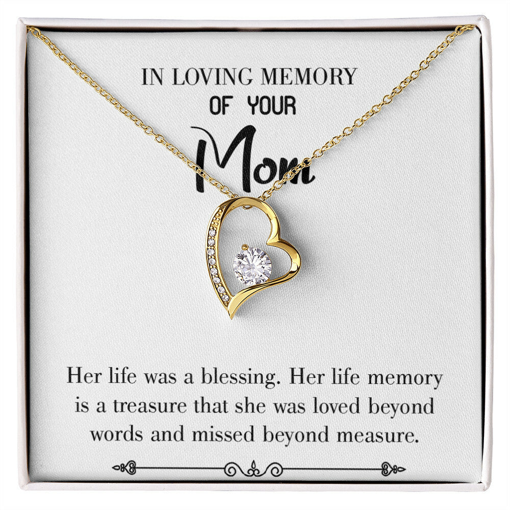 To Mom Remembrance Message Life Was a Blessing White Forever Necklace w Message Card-Express Your Love Gifts