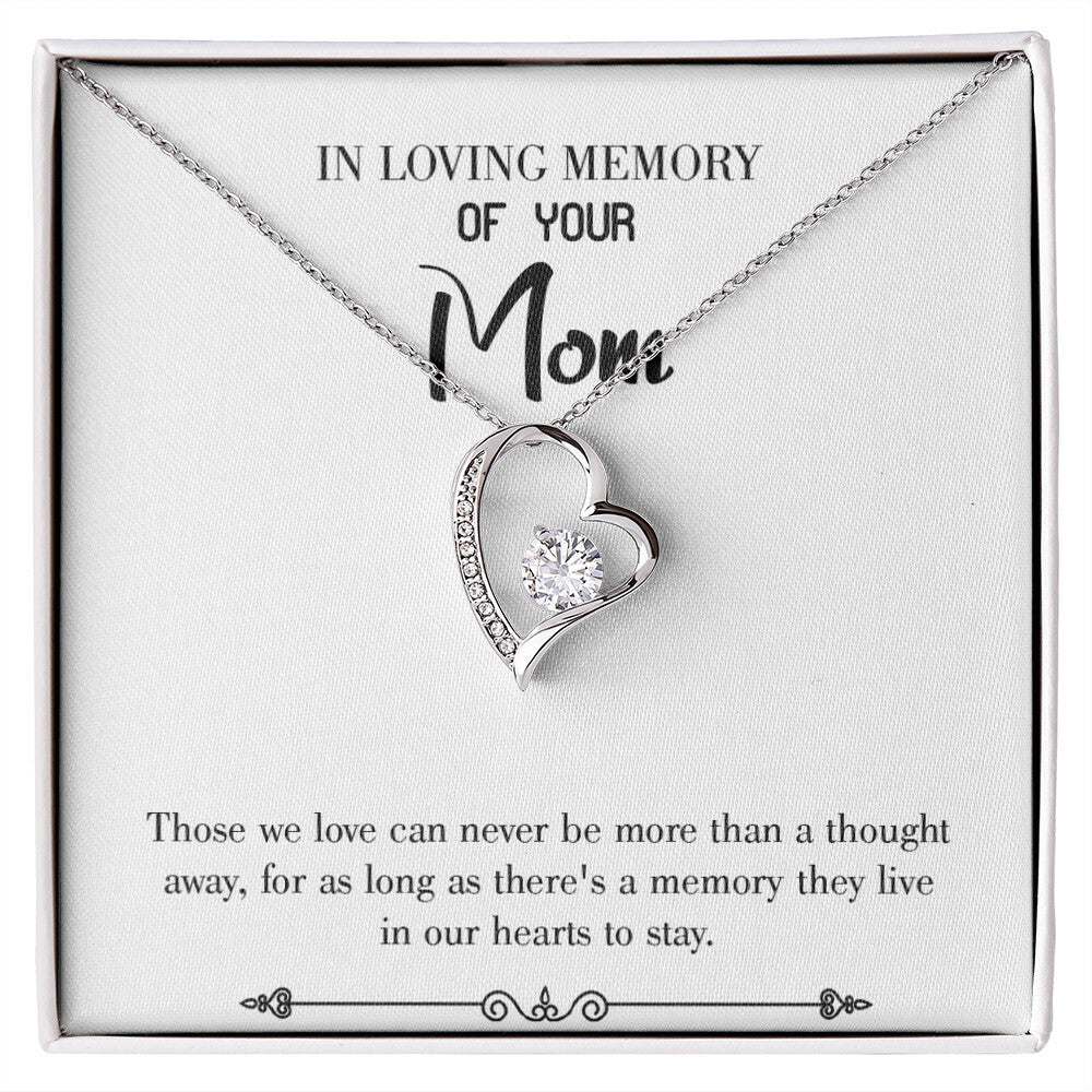 To Mom Remembrance Message Live in Our Hearts White Forever Necklace w Message Card-Express Your Love Gifts