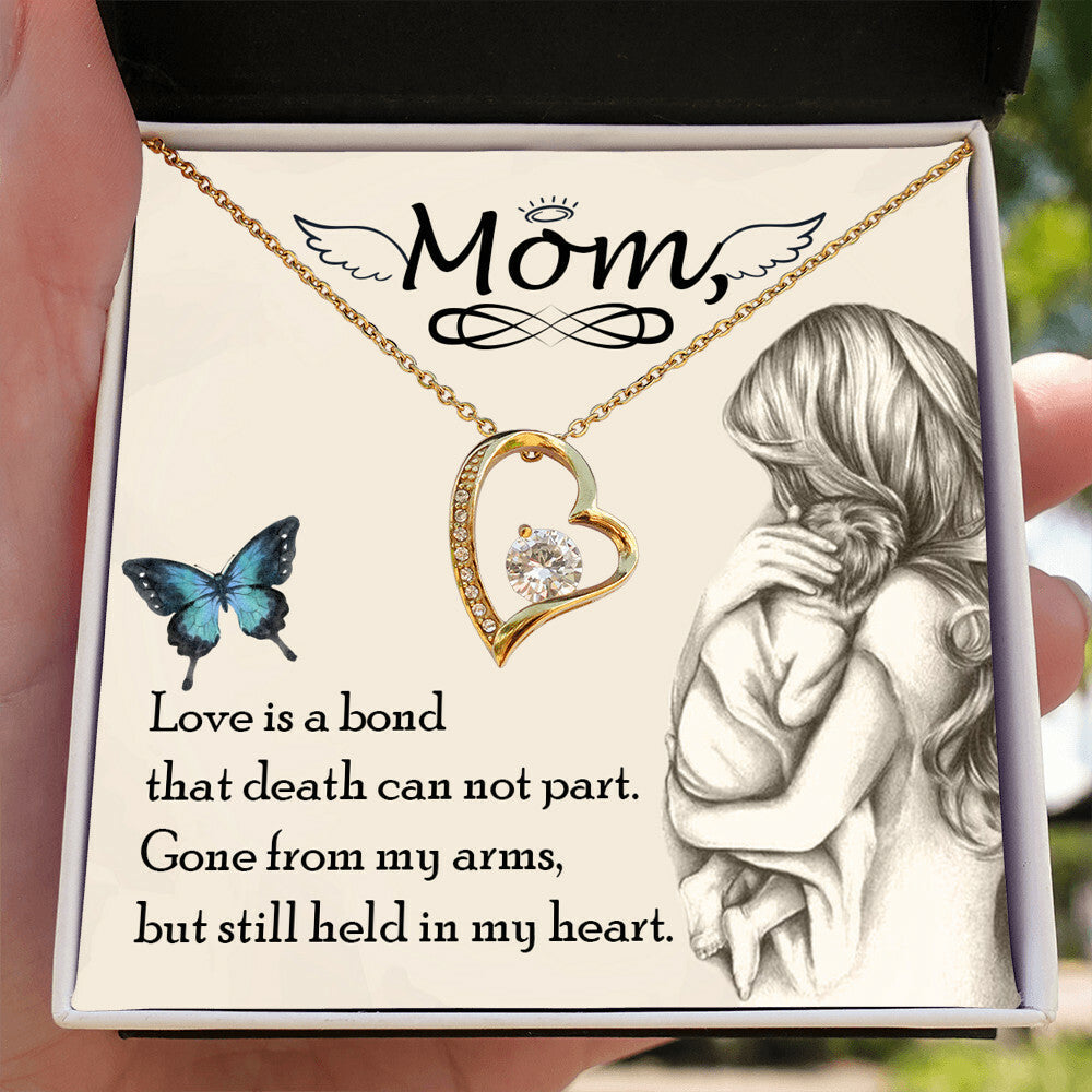 To Mom Remembrance Message Love is bond Forever Necklace w Message Card-Express Your Love Gifts