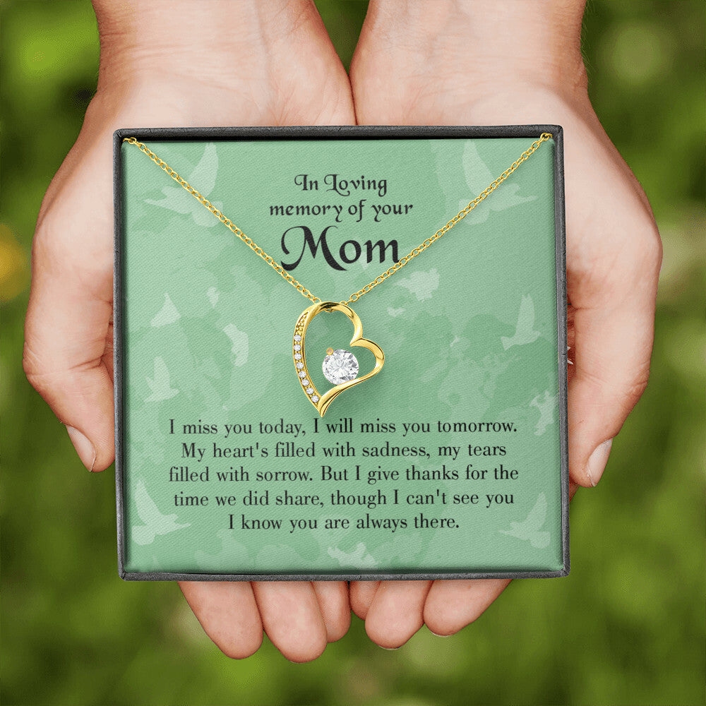 To Mom Remembrance Message Miss You Today Forever Necklace w Message Card-Express Your Love Gifts