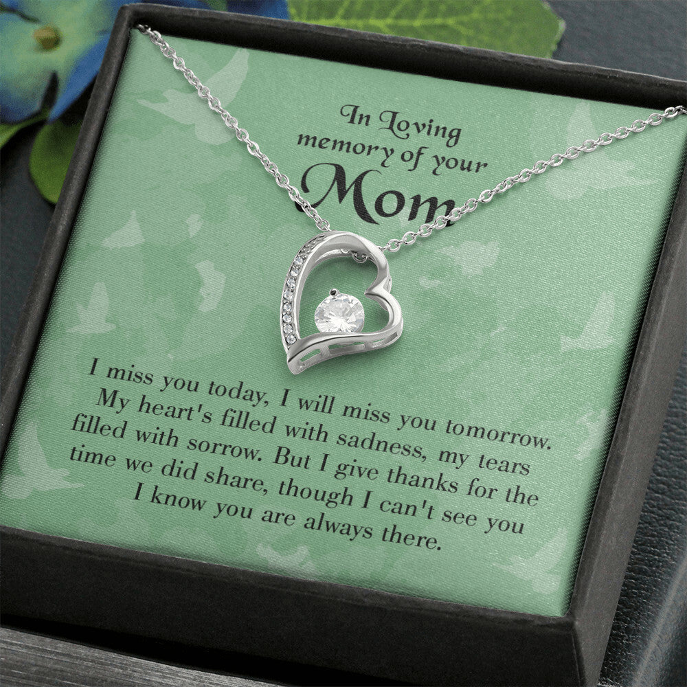 To Mom Remembrance Message Miss You Today Forever Necklace w Message Card-Express Your Love Gifts