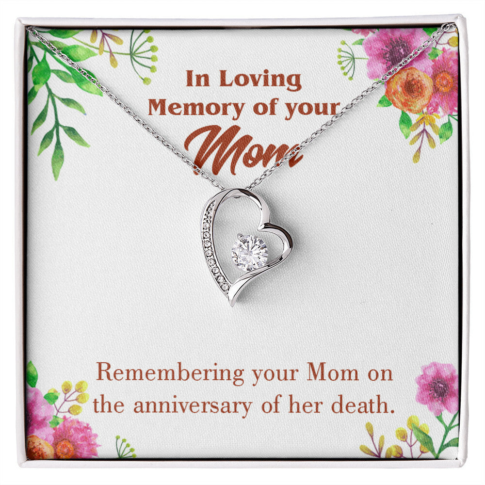 To Mom Remembrance Message Mom Death Anniversary Forever Necklace w Message Card-Express Your Love Gifts