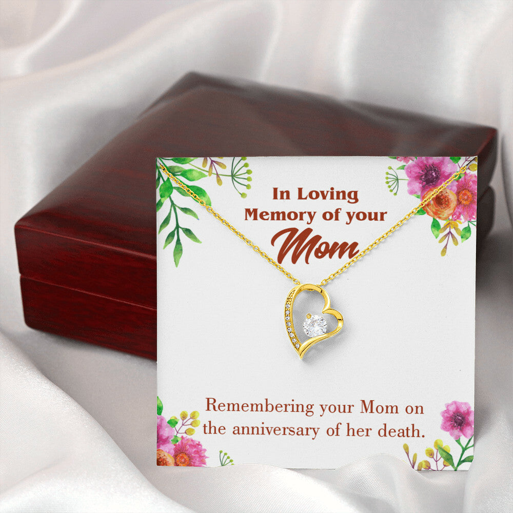 To Mom Remembrance Message Mom Death Anniversary Forever Necklace w Message Card-Express Your Love Gifts