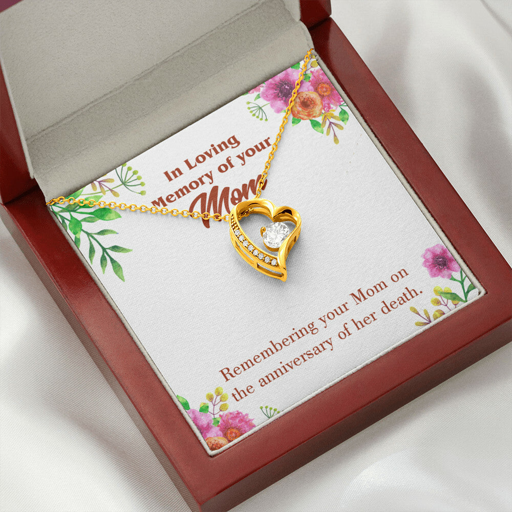 To Mom Remembrance Message Mom Death Anniversary Forever Necklace w Message Card-Express Your Love Gifts