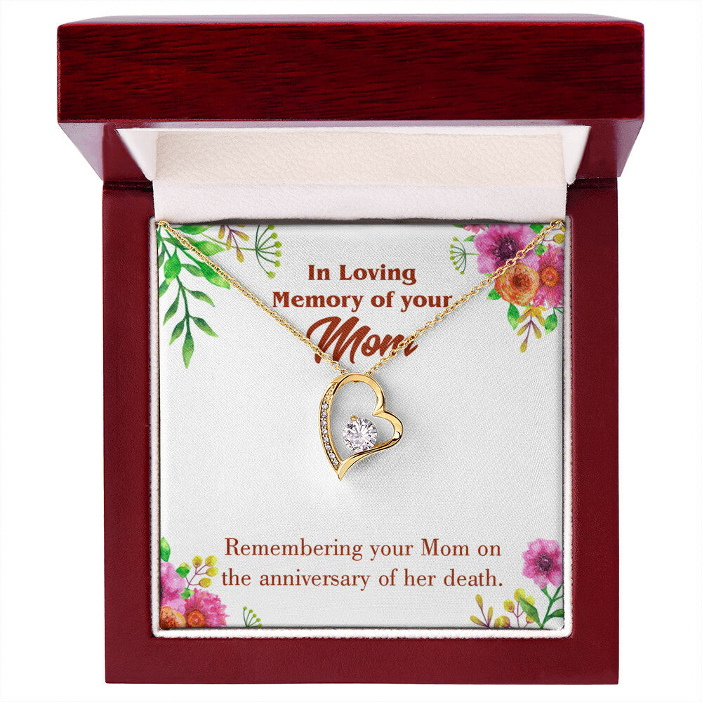 To Mom Remembrance Message Mom Death Anniversary Forever Necklace w Message Card-Express Your Love Gifts