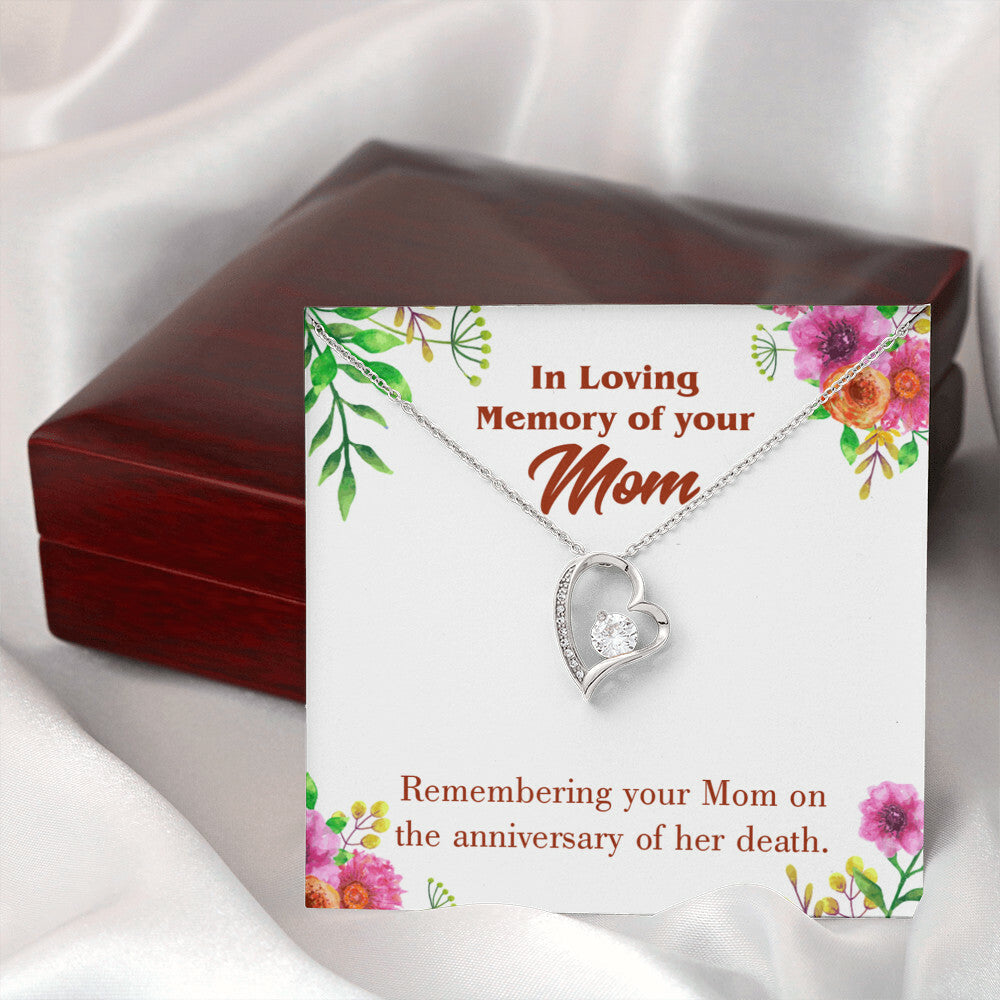 To Mom Remembrance Message Mom Death Anniversary Forever Necklace w Message Card-Express Your Love Gifts