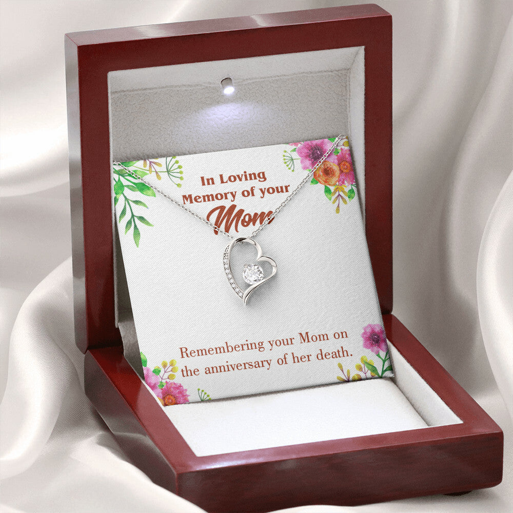 To Mom Remembrance Message Mom Death Anniversary Forever Necklace w Message Card-Express Your Love Gifts