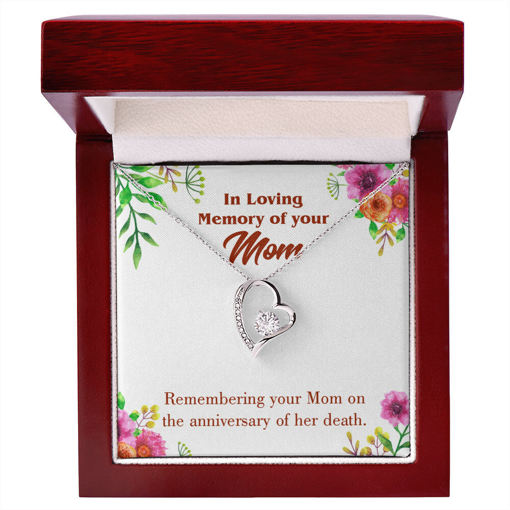 To Mom Remembrance Message Mom Death Anniversary Forever Necklace w Message Card-Express Your Love Gifts