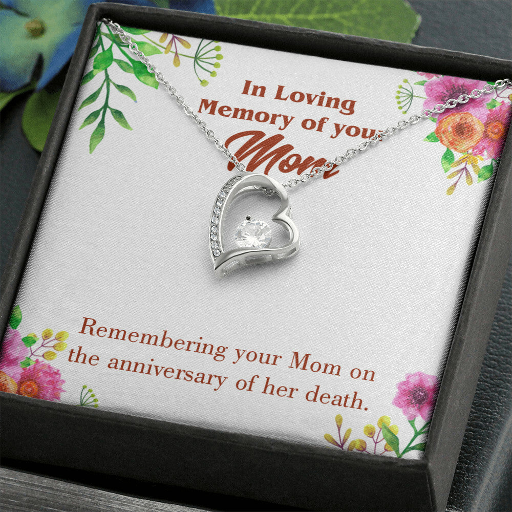 To Mom Remembrance Message Mom Death Anniversary Forever Necklace w Message Card-Express Your Love Gifts