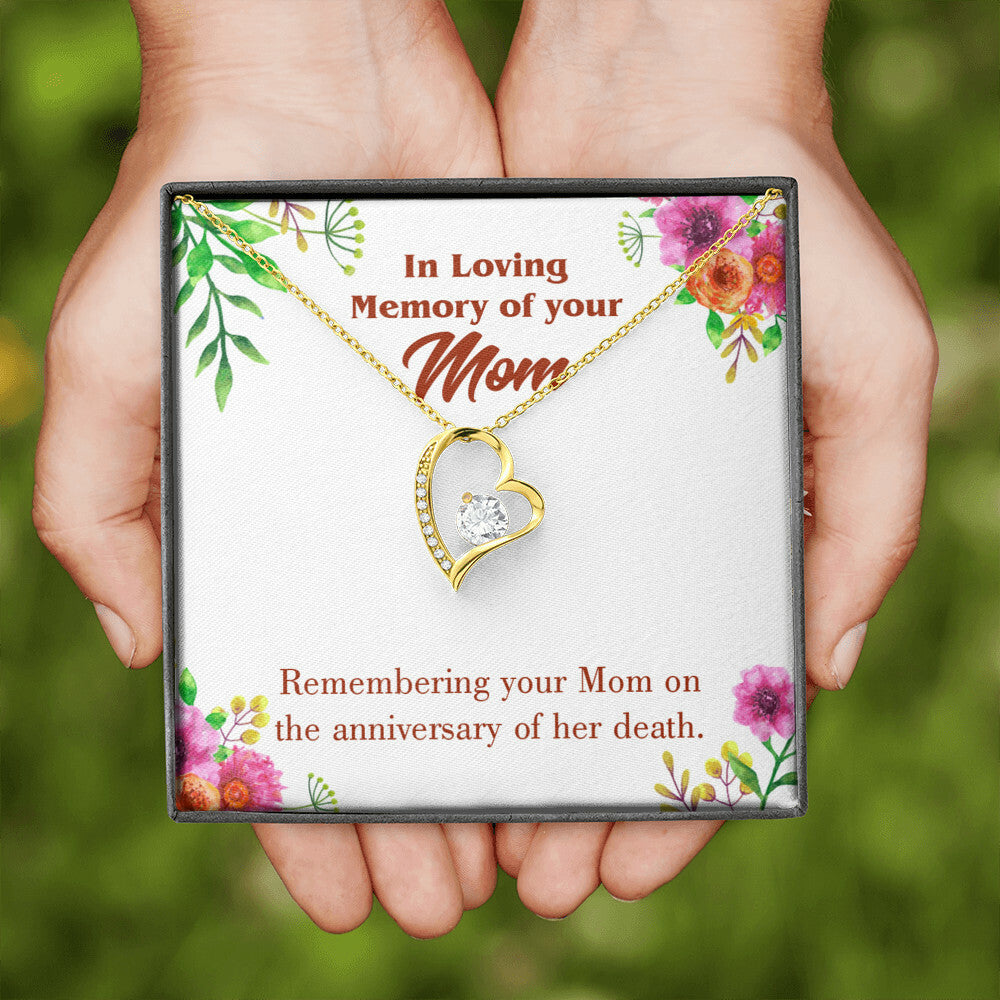 To Mom Remembrance Message Mom Death Anniversary Forever Necklace w Message Card-Express Your Love Gifts