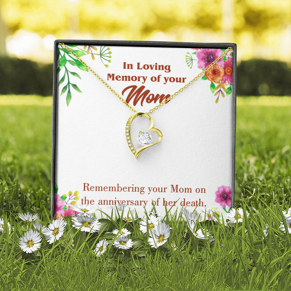 To Mom Remembrance Message Mom Death Anniversary Forever Necklace w Message Card-Express Your Love Gifts