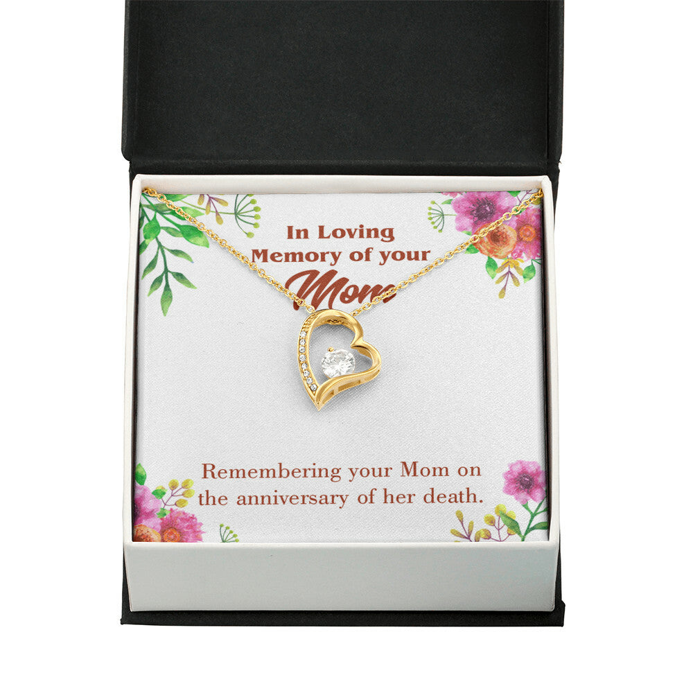 To Mom Remembrance Message Mom Death Anniversary Forever Necklace w Message Card-Express Your Love Gifts