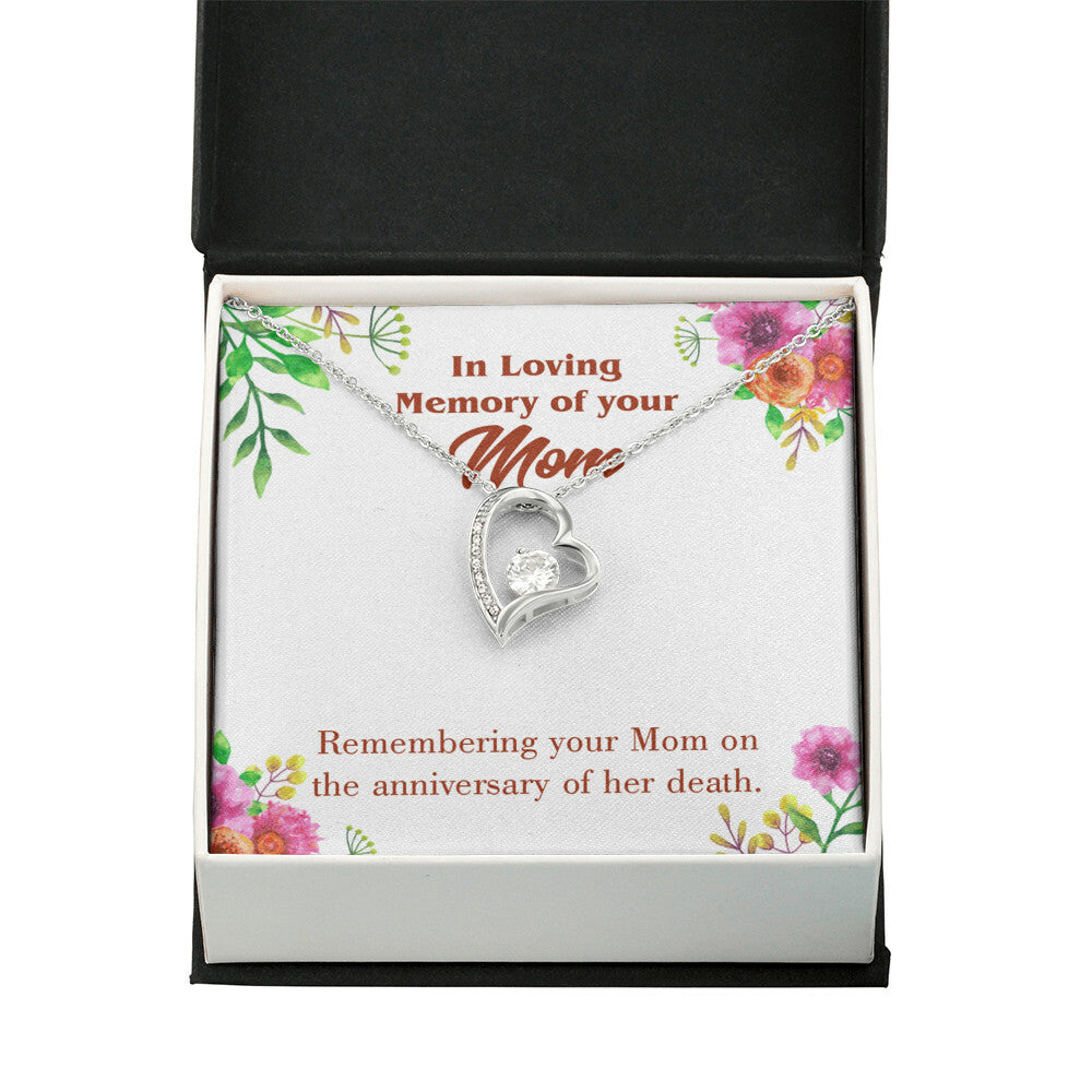 To Mom Remembrance Message Mom Death Anniversary Forever Necklace w Message Card-Express Your Love Gifts