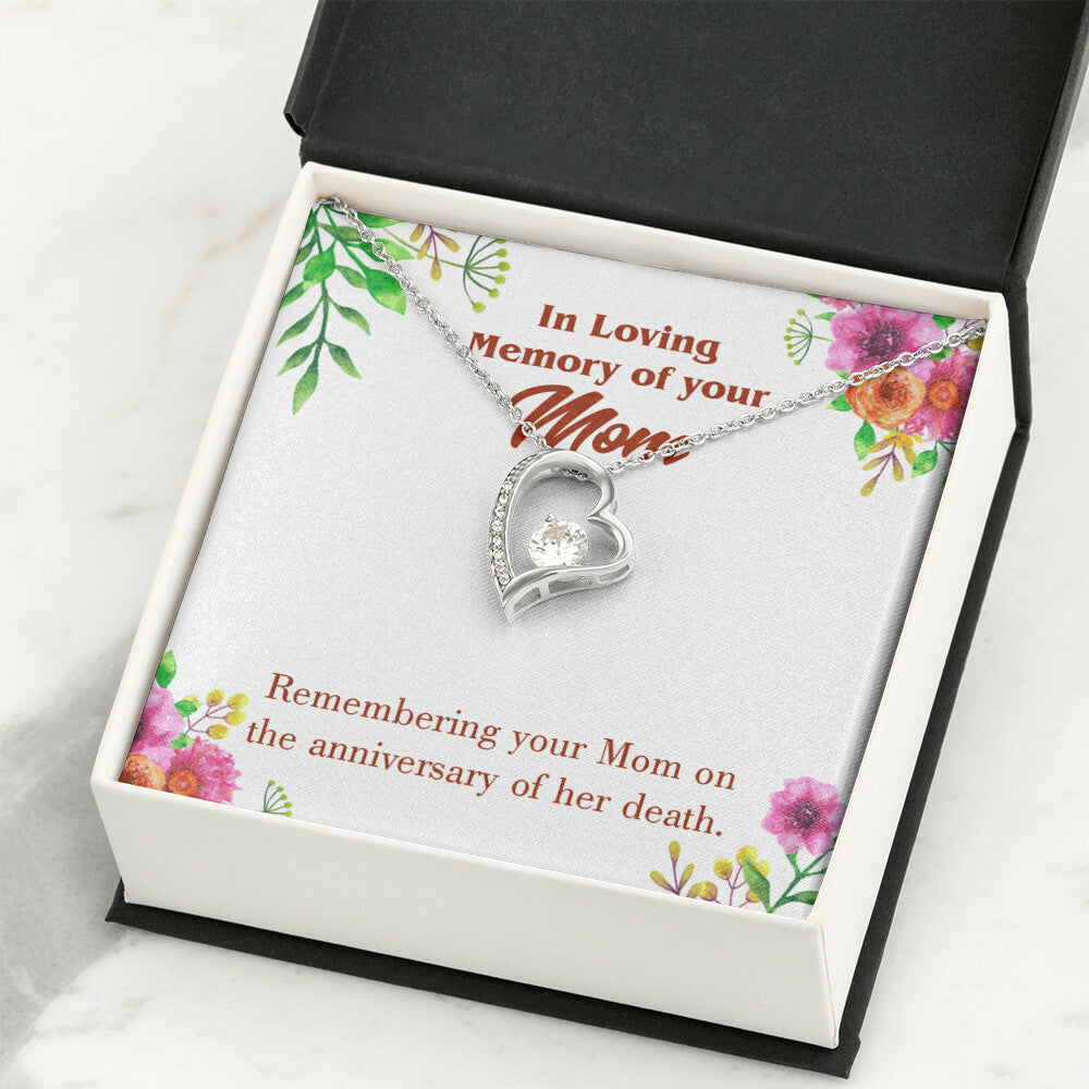 To Mom Remembrance Message Mom Death Anniversary Forever Necklace w Message Card-Express Your Love Gifts