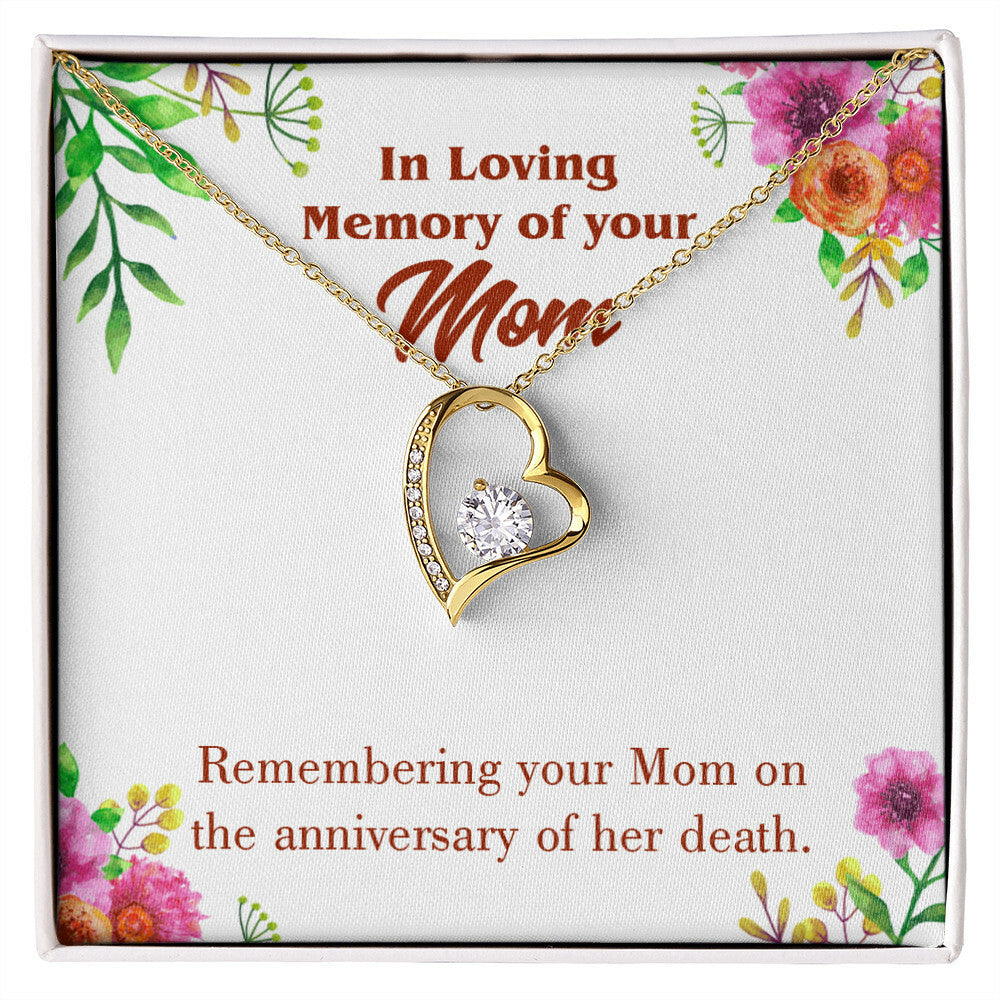 To Mom Remembrance Message Mom Death Anniversary Forever Necklace w Message Card-Express Your Love Gifts