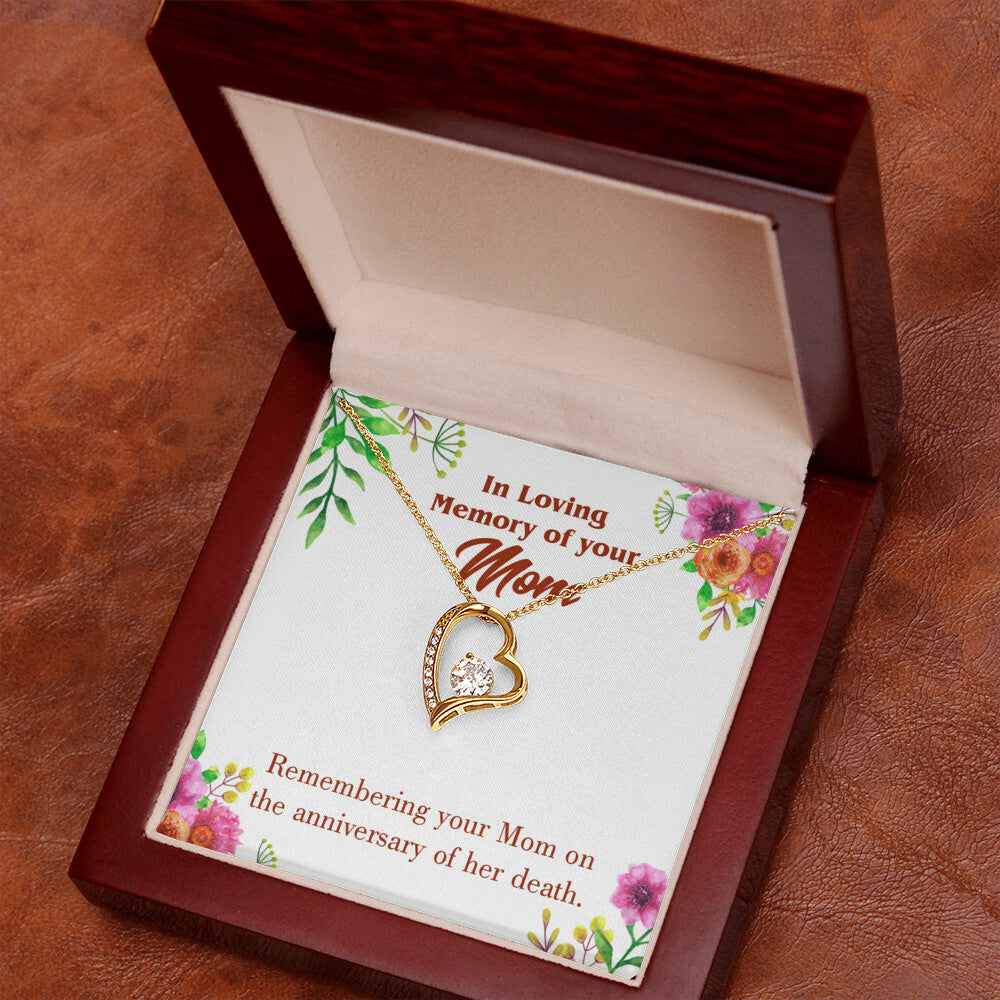 To Mom Remembrance Message Mom Death Anniversary Forever Necklace w Message Card-Express Your Love Gifts