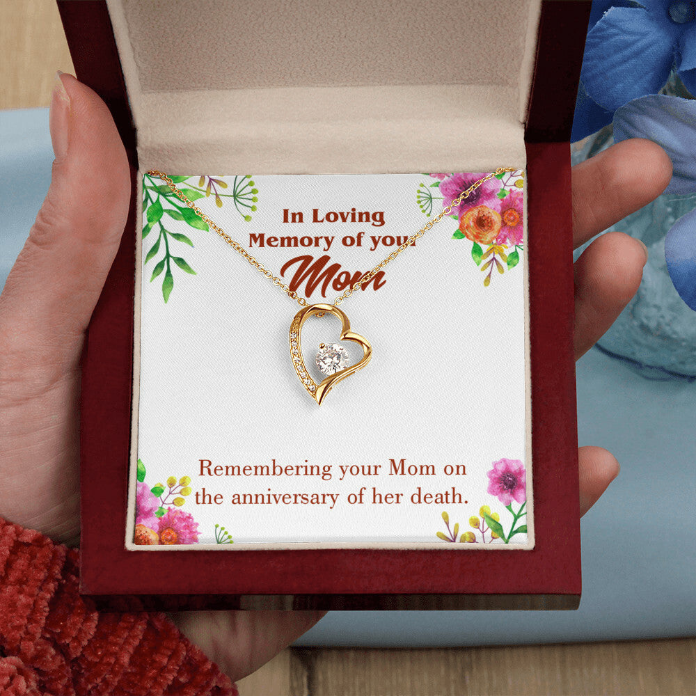 To Mom Remembrance Message Mom Death Anniversary Forever Necklace w Message Card-Express Your Love Gifts