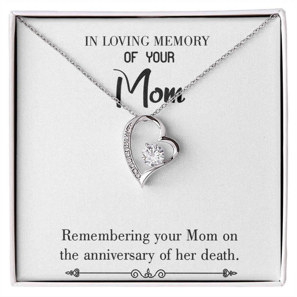 To Mom Remembrance Message Mom Death Anniversary White Forever Necklace w Message Card-Express Your Love Gifts