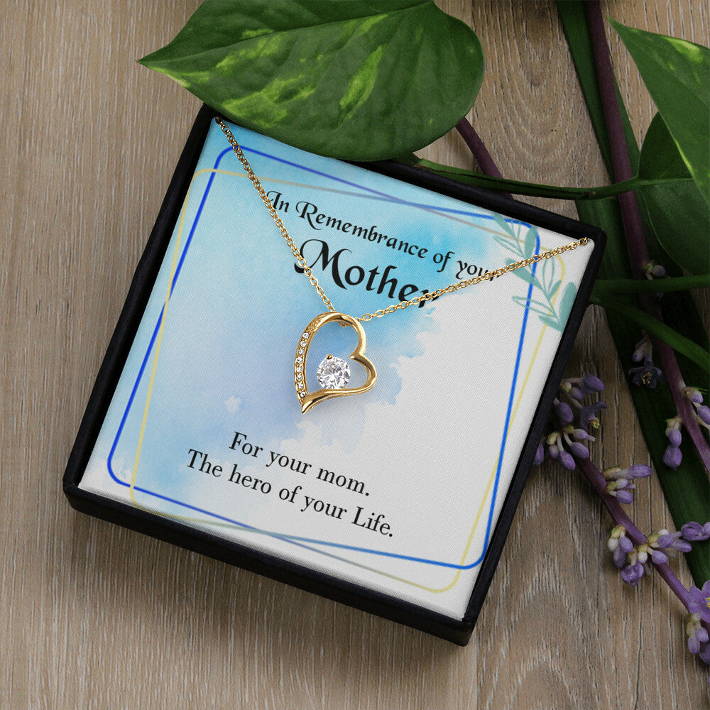 To Mom Remembrance Message Mom Hero Forever Necklace w Message Card-Express Your Love Gifts