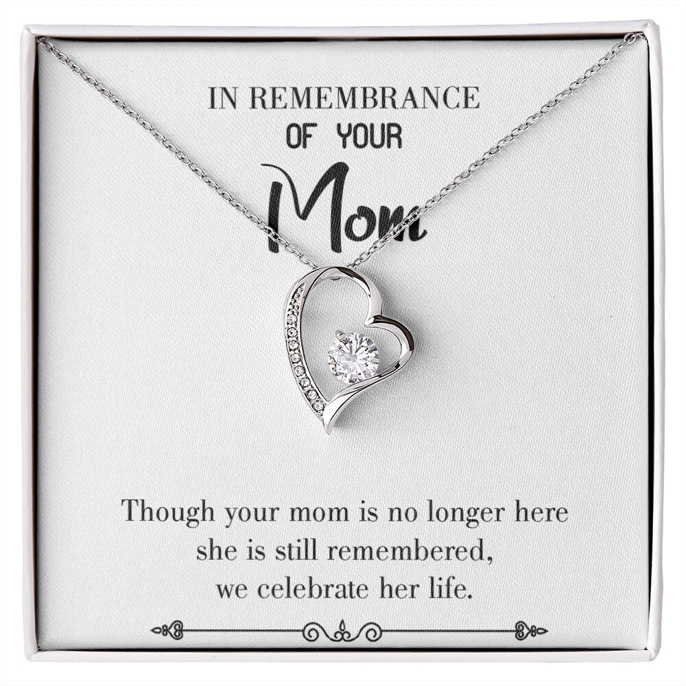 To Mom Remembrance Message Mom no Longer Here White Forever Necklace w Message Card-Express Your Love Gifts