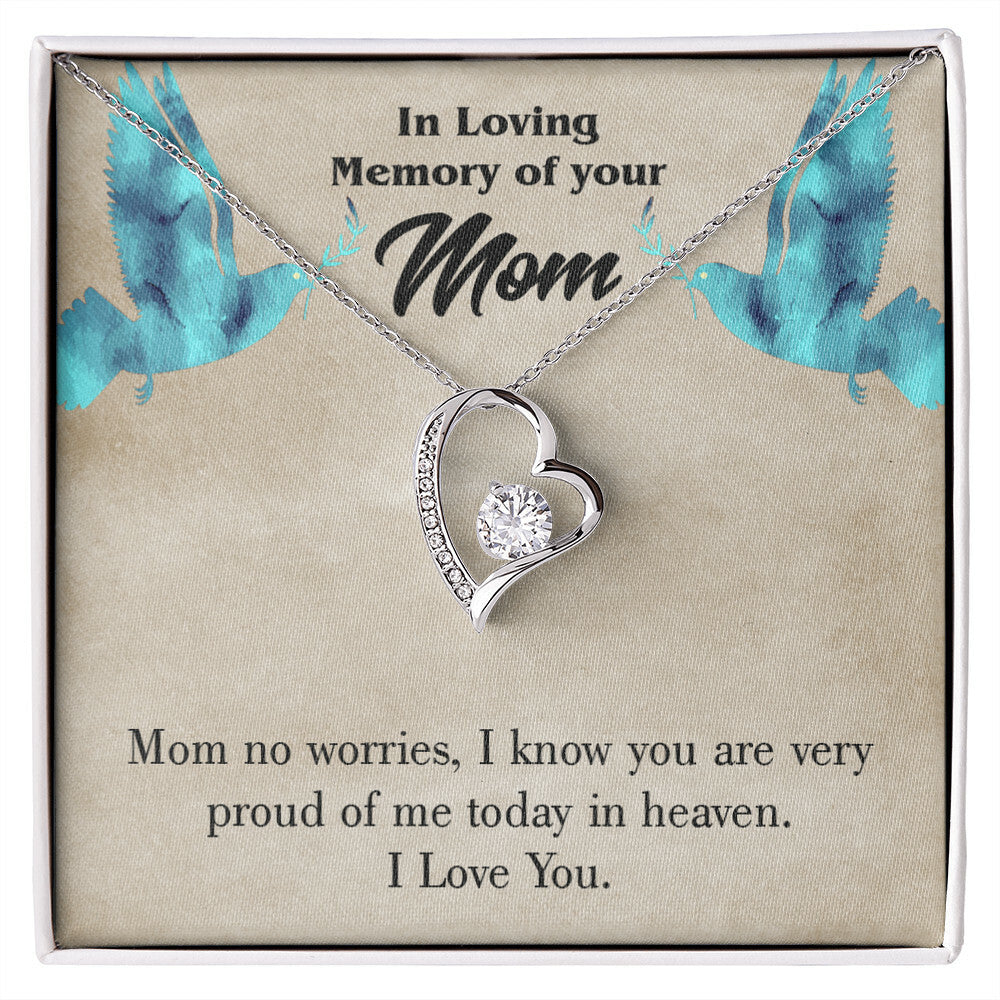 To Mom Remembrance Message Mom No Worries Forever Necklace w Message Card-Express Your Love Gifts