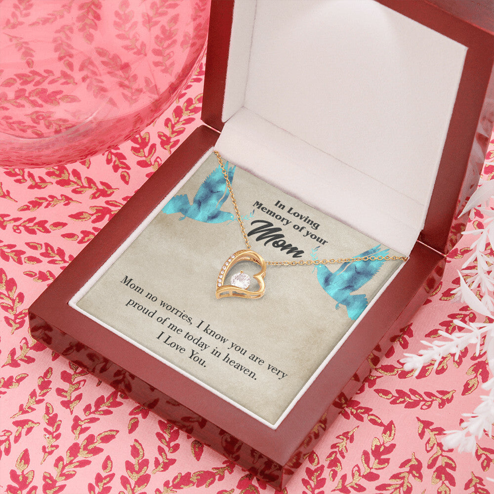 To Mom Remembrance Message Mom No Worries Forever Necklace w Message Card-Express Your Love Gifts